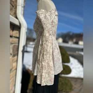 PEASANT STYLE OFF SHOULDER FLORAL PRINT COTTON BLOUSE TOP MEDIUM